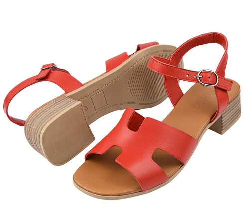 Sandale elegante, dama, ANNA VIOTTI, D42-9202 rosu, piele naturala, cu toc